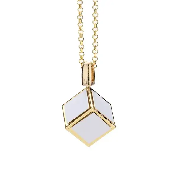 6 Sides Cube Sublimation Blank Dice Necklace-Gold