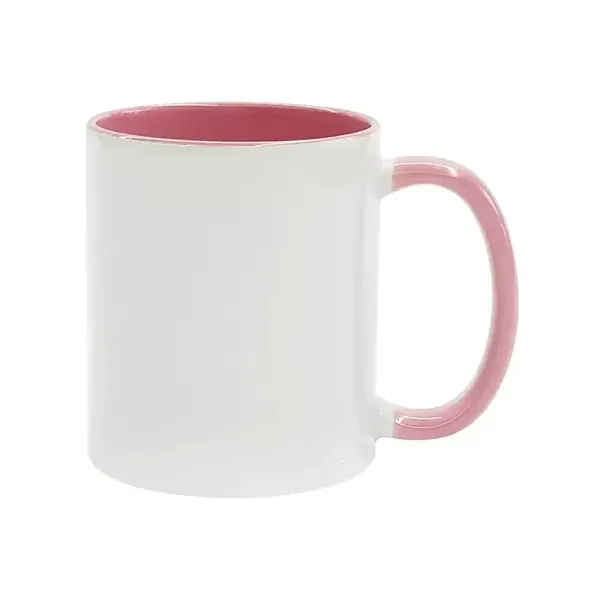 11oz Sublimation Inner & Round Handle Color Ceramic Mugs-Pink