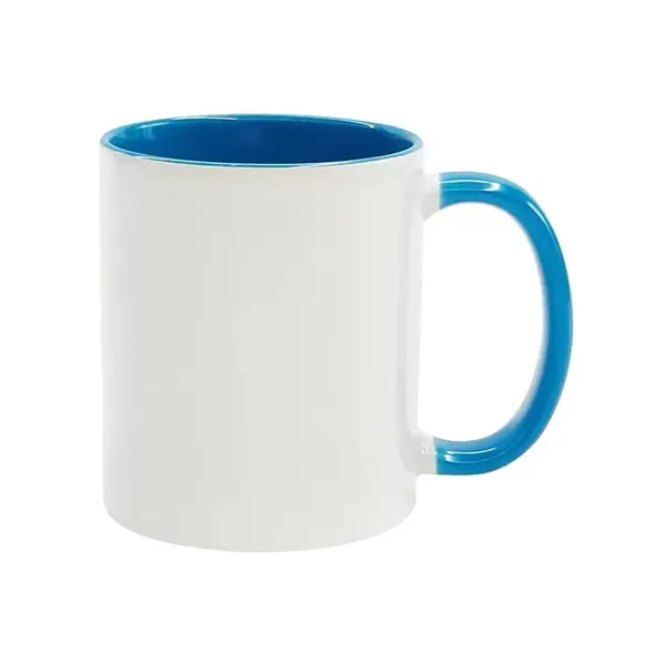 11oz Sublimation Inner & Round Handle Color Ceramic Mugs-Light Blue