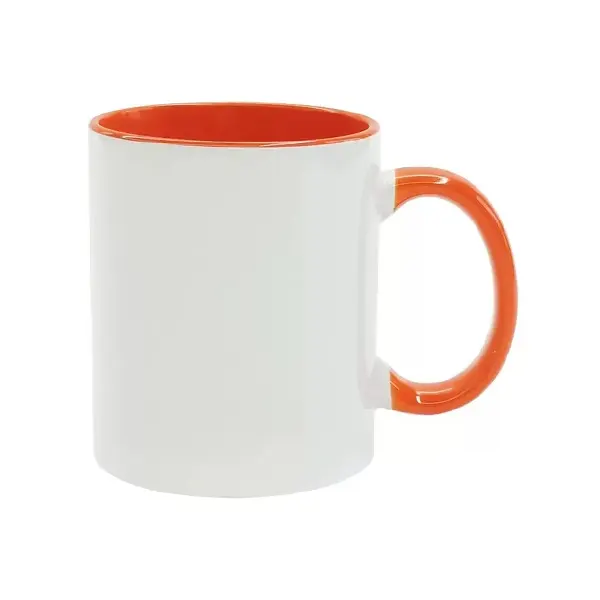 11oz Sublimation Inner & Round Handle Color Ceramic Mugs-Orange