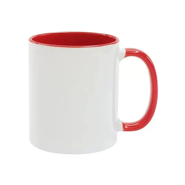 11oz Sublimation Inner & Round Handle Color Ceramic Mugs-Red