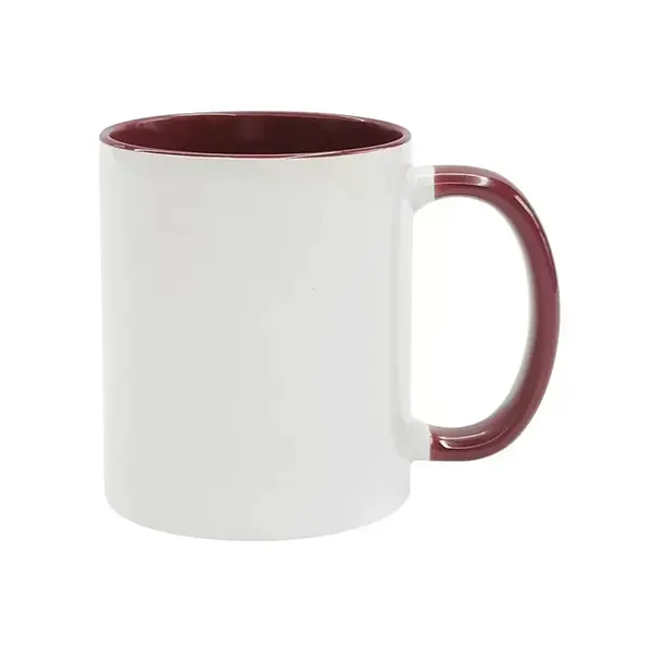 11oz Sublimation Inner & Round Handle Color Ceramic Mugs-Maroon