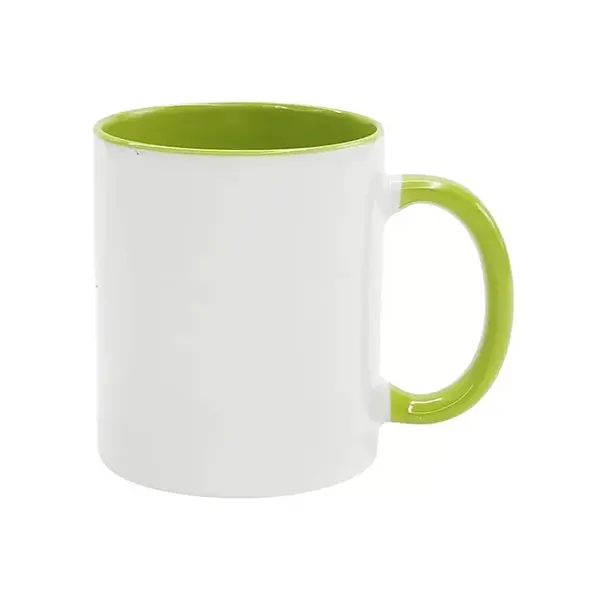 11oz Sublimation Inner & Round Handle Color Ceramic Mugs-Light Green