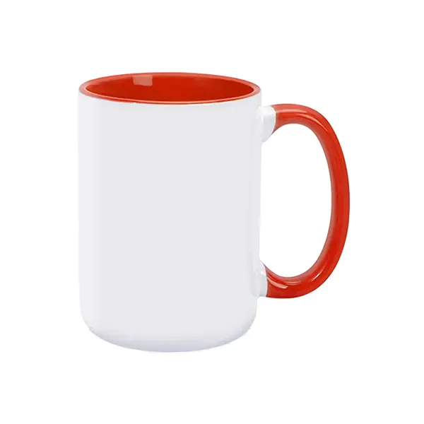 15oz Sublimation Inner & Round Handle Color Ceramic Mugs-Orange