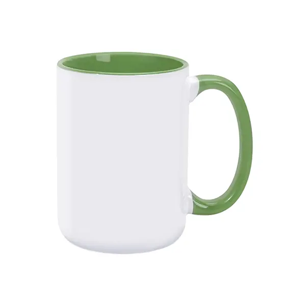 15oz Sublimation Inner & Round Handle Color Ceramic Mugs-Green