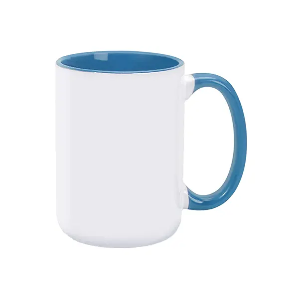 15oz Sublimation Inner & Round Handle Color Ceramic Mugs-Light Blue