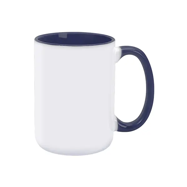15oz Sublimation Inner & Round Handle Color Ceramic Mugs-Dark Blue