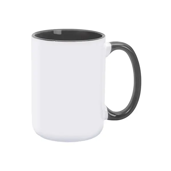 15oz Sublimation Inner & Round Handle Color Ceramic Mugs-Black