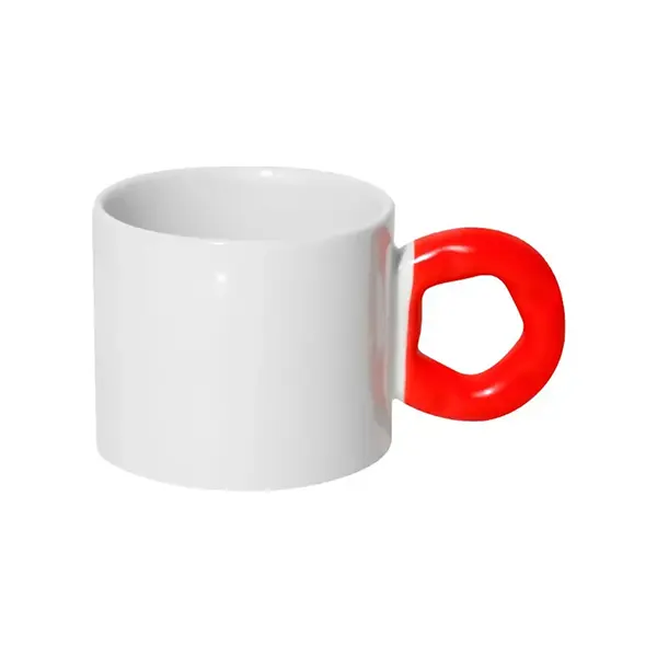9oz Sublimation Ceramic Mugs with Color Donut Handle-Red