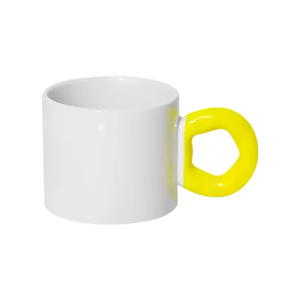 9oz Sublimation Ceramic Mugs with Color Donut Handle-Yellow