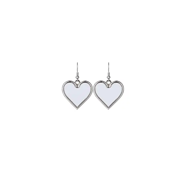 Heart Press Transfer Printing DIY Custom Blank Pendant Earrings