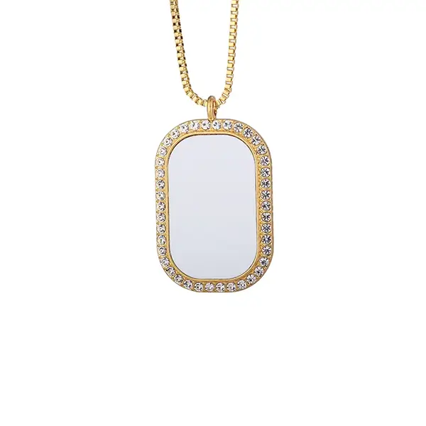 Bling Shaped Jewelry Blank Rhinestone Necklace-Gold