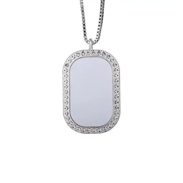 Bling Shaped Jewelry Blank Rhinestone Necklace-Silver