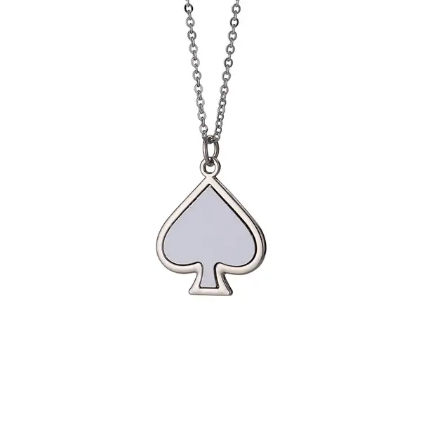 Peach Heart A Playing Card Heat Transfer Metal Necklace