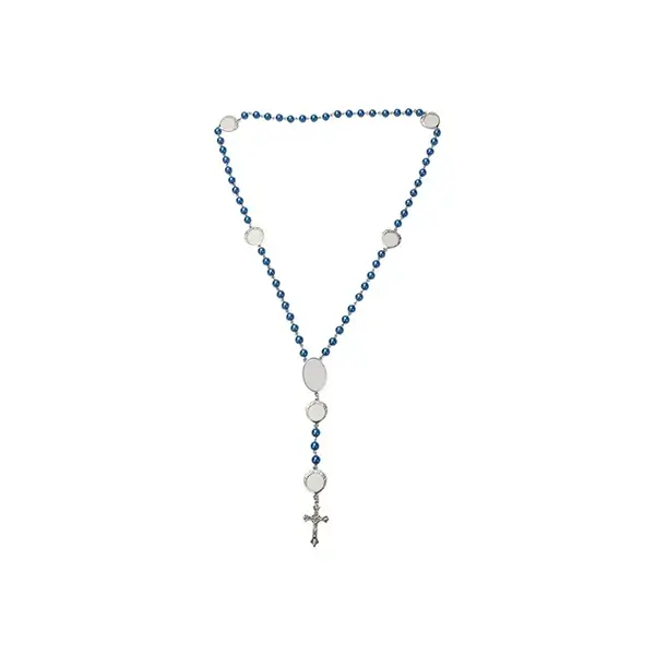 New Arrival 7 Charms Pearl Sublimation Blank Rosary Necklace