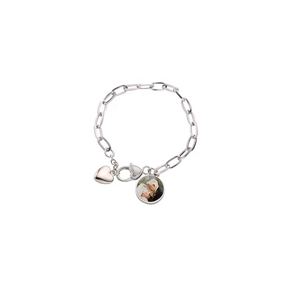 Sublimation Bracelet Blank Silver Charm Jewelry with Heart