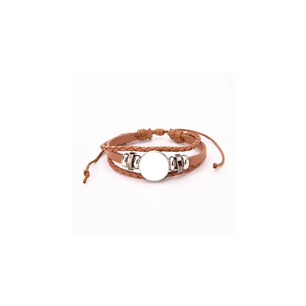 Sublimation Woven Leather Cord Bracelet Casual Accessory-Brown