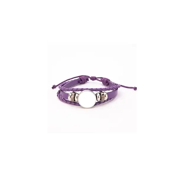 Sublimation Woven Leather Cord Bracelet Casual Accessory-Purple